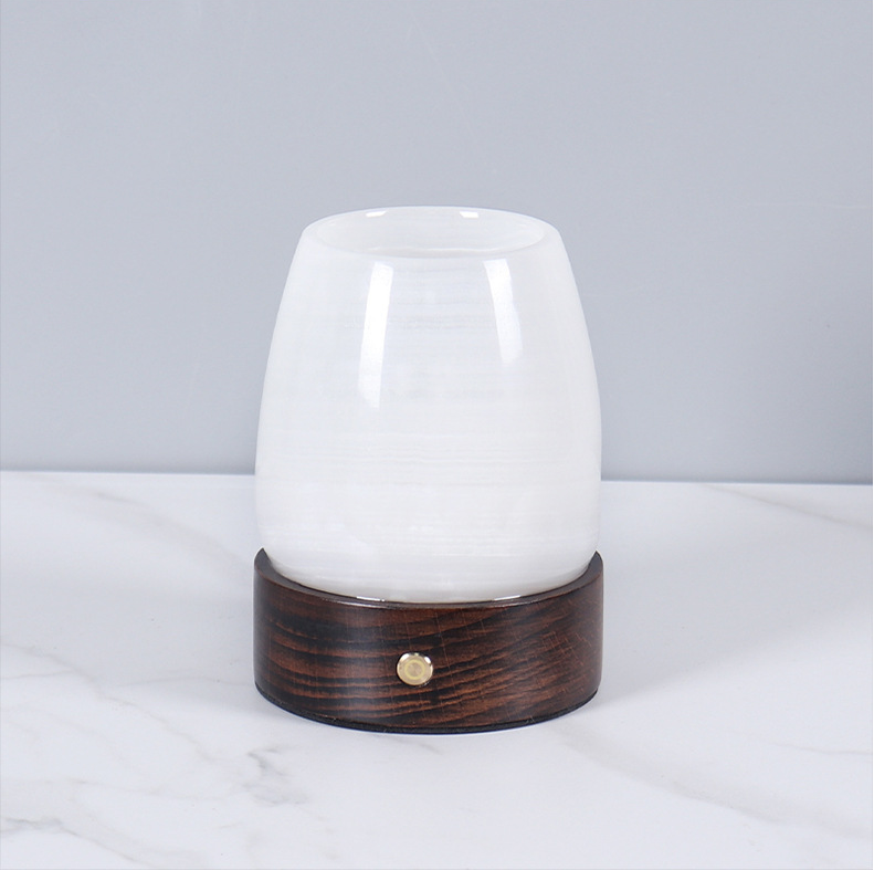 LustreGlow Marble Aromatherapy Lamp – Natural Stone Diffuser with Wooden Base