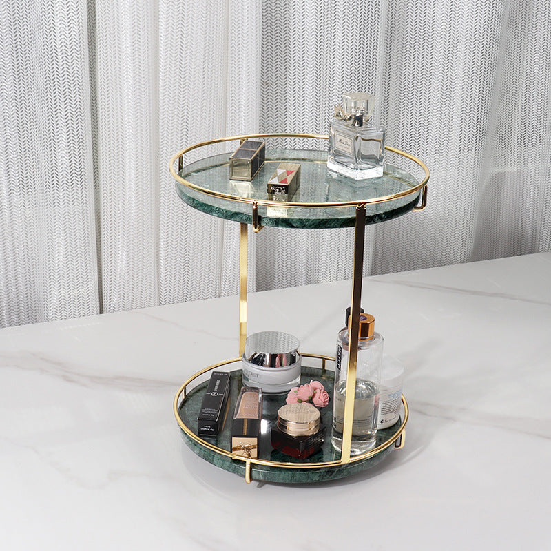Opulent Round Marble Double Tray