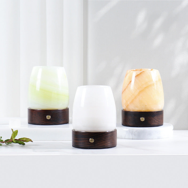 LustreGlow Marble Aromatherapy Lamp – Natural Stone Diffuser with Wooden Base