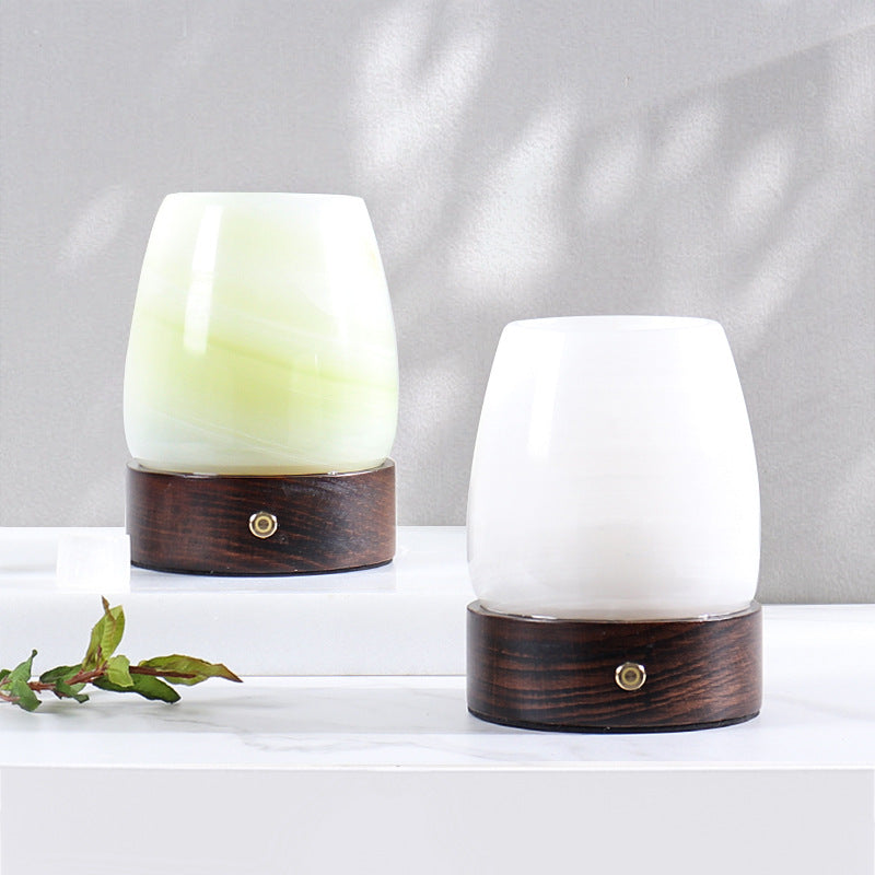 LustreGlow Marble Aromatherapy Lamp – Natural Stone Diffuser with Wooden Base