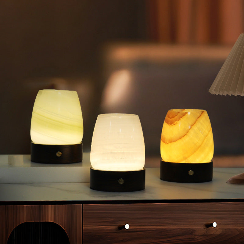 LustreGlow Marble Aromatherapy Lamp – Natural Stone Diffuser with Wooden Base