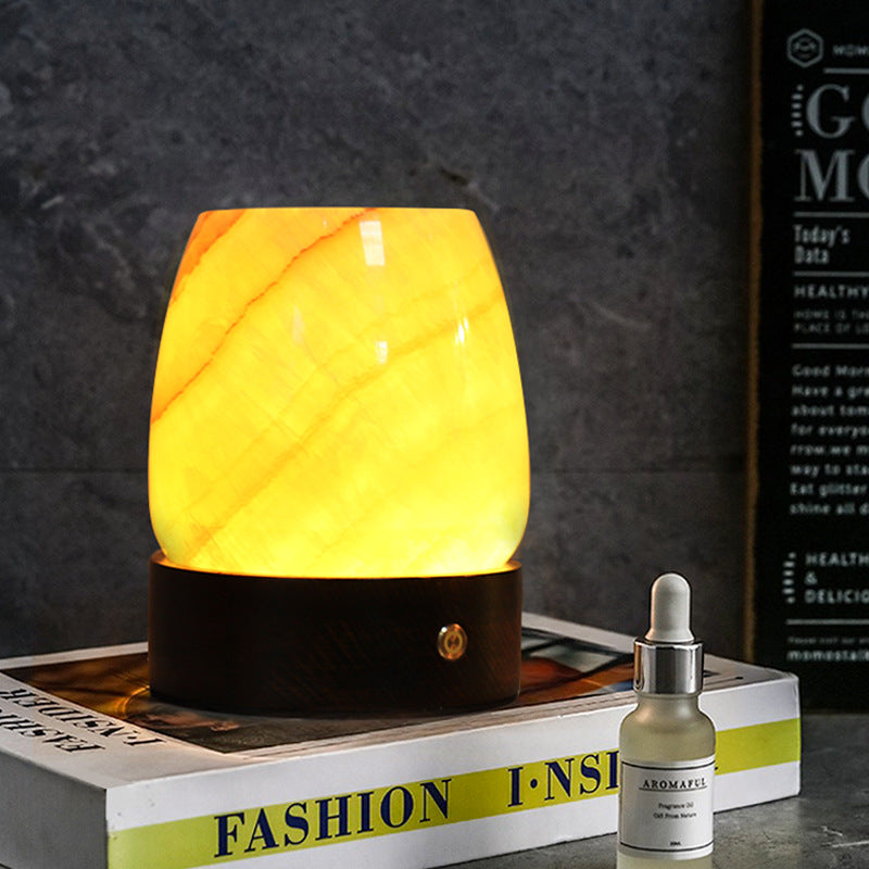 LustreGlow Marble Aromatherapy Lamp – Natural Stone Diffuser with Wooden Base