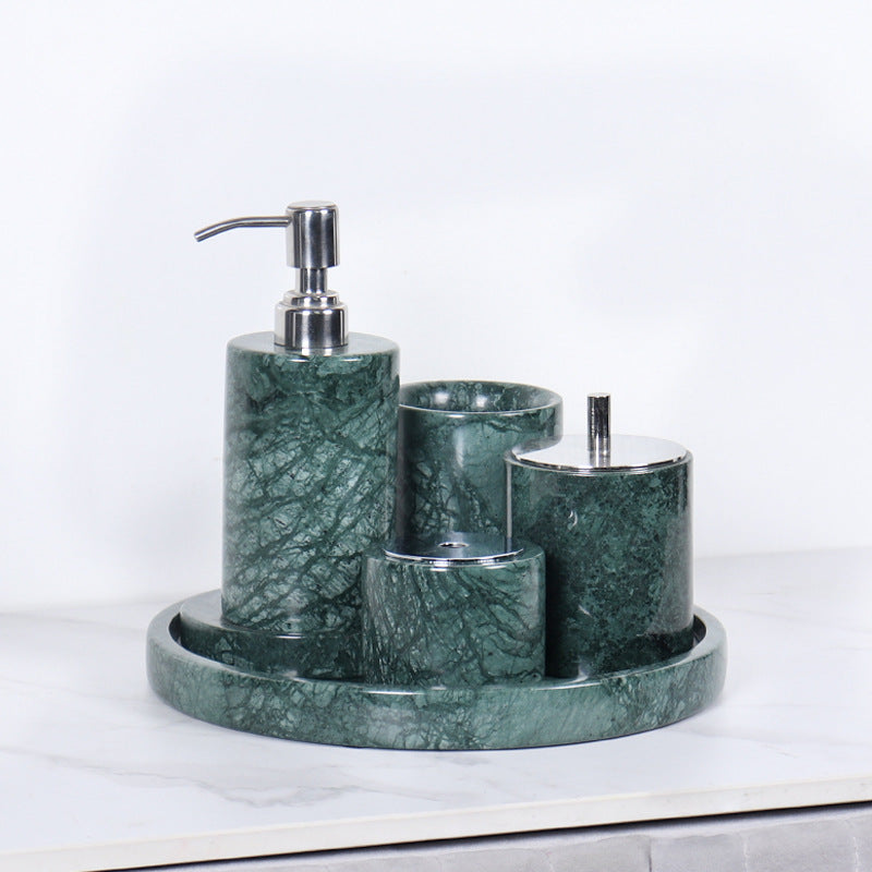 Luxury 6-Piece Marble Bathroom Set – Solid Stone Toiletry Organizer