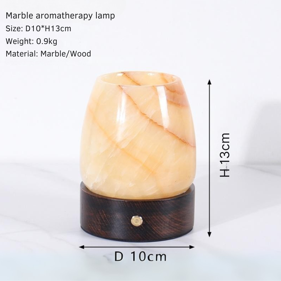 LustreGlow Marble Aromatherapy Lamp – Natural Stone Diffuser with Wooden Base