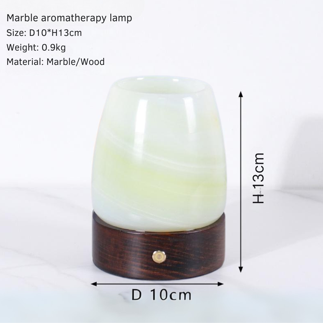 LustreGlow Marble Aromatherapy Lamp – Natural Stone Diffuser with Wooden Base