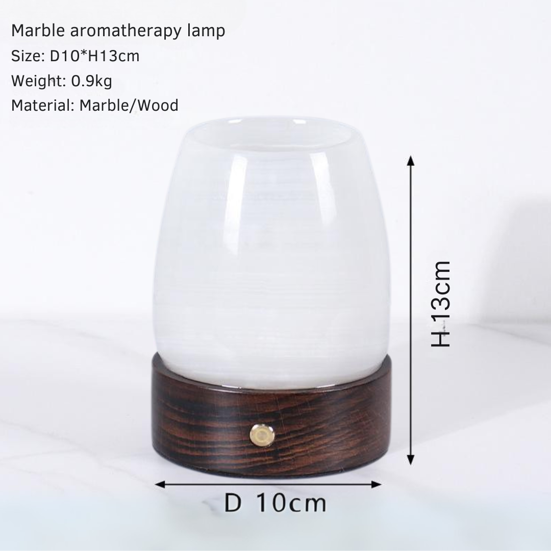 LustreGlow Marble Aromatherapy Lamp – Natural Stone Diffuser with Wooden Base