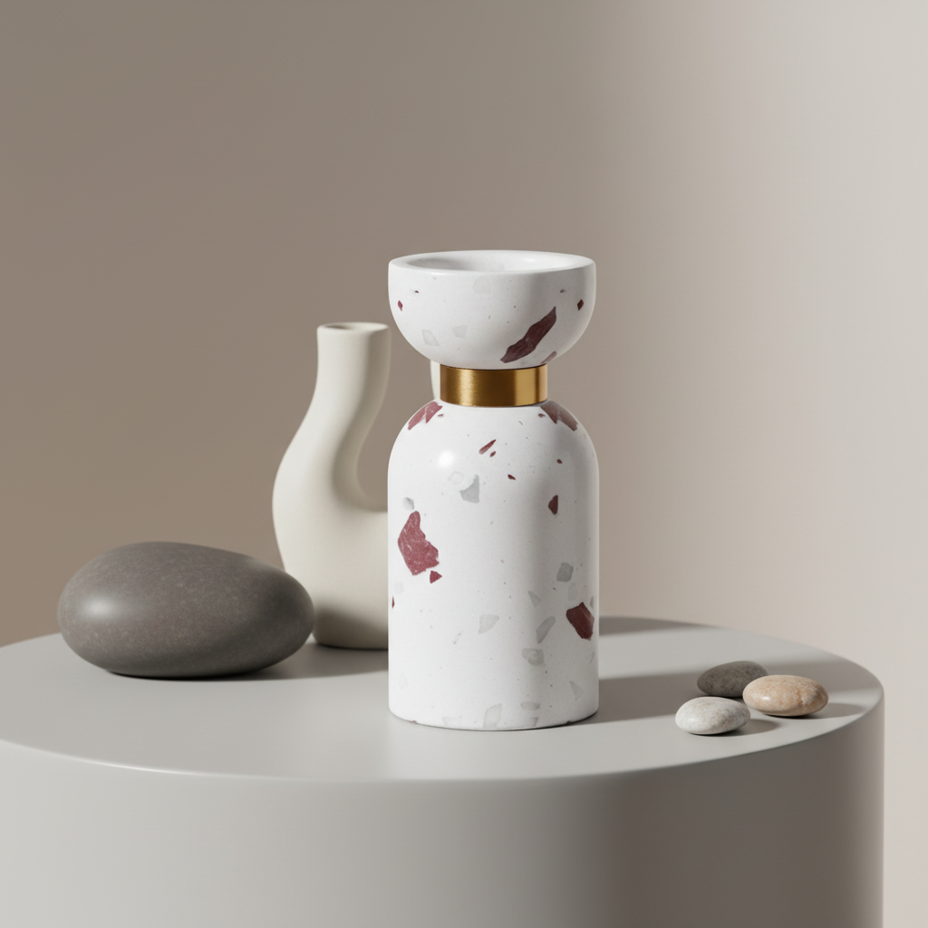 Luna Terrazzo Marmor Kerzenhalter
