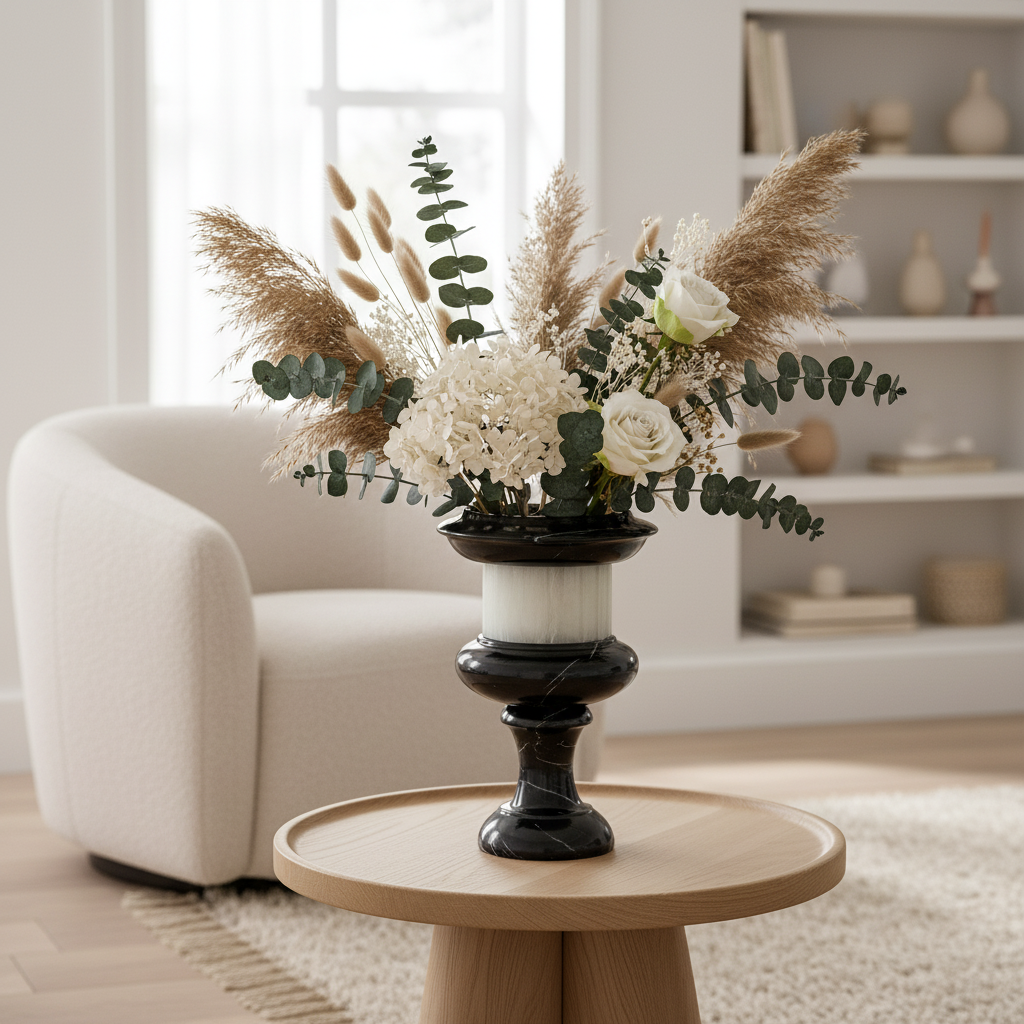 Velora Marmorvase – Sockel Akzentstück