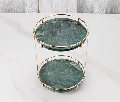 Opulent Round Marble Double Tray