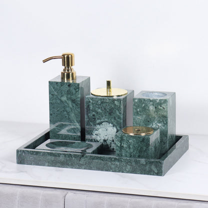 Luxury 6-Piece Marble Bathroom Set – Solid Stone Toiletry Organizer