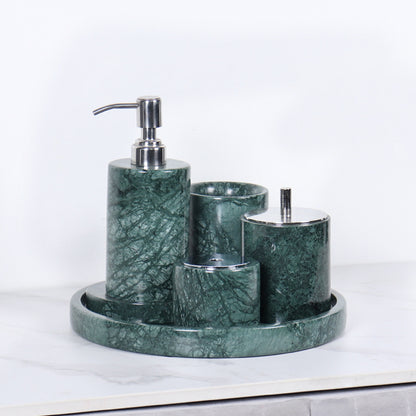 Luxury 6-Piece Marble Bathroom Set – Solid Stone Toiletry Organizer