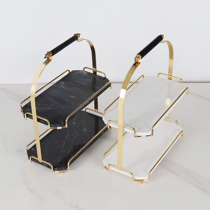 Marquis Rectangular Marble Double Tray