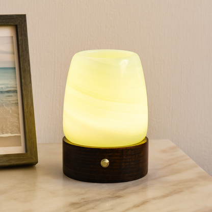 LustreGlow Marble Aromatherapy Lamp – Natural Stone Diffuser with Wooden Base