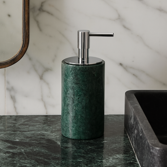 Luxus-Marmor-Lotionflasche – Massiver Stein mit Metallpumpe