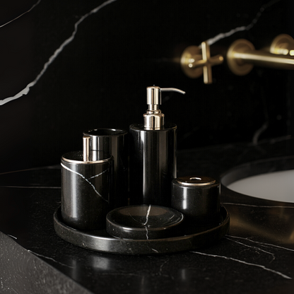 Luxury 6-Piece Marble Bathroom Set – Solid Stone Toiletry Organizer