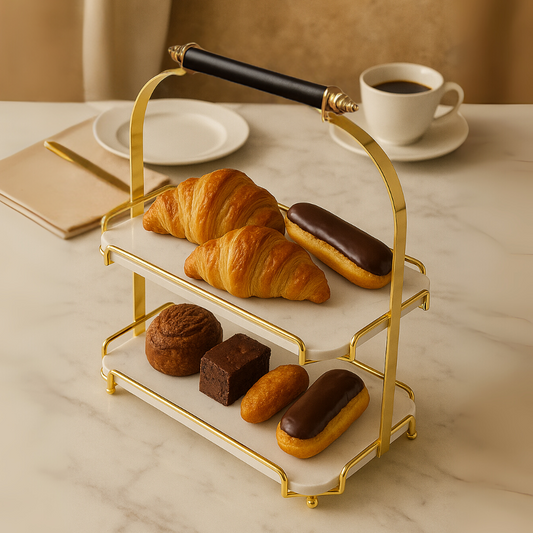 Marquis Rectangular Marble Double Tray