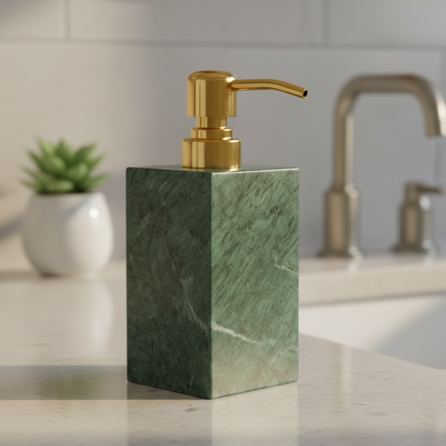 Aurora Marmor Seifenspender – Massiver Stein mit Metallpumpe