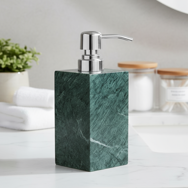 Aurora Marmor Seifenspender – Massiver Stein mit Metallpumpe