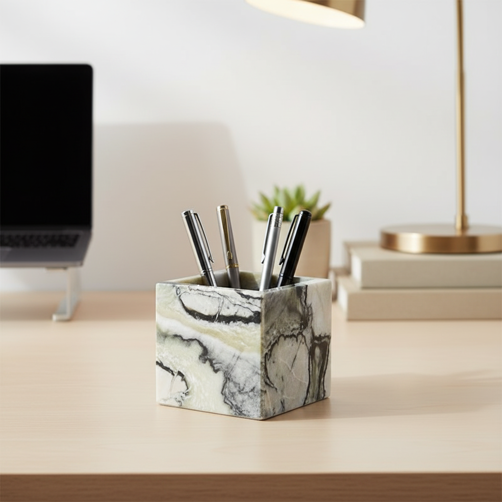 Siena quadratischer Marmorstein Stifthalter
