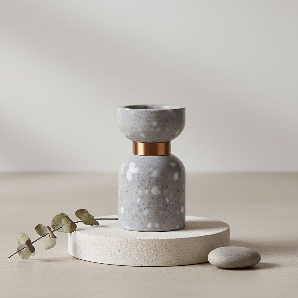 Luna Terrazzo Marmor Kerzenhalter