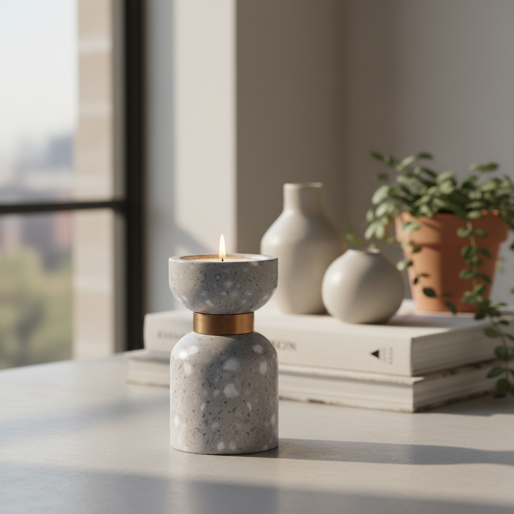 Luna Terrazzo Marmor Kerzenhalter