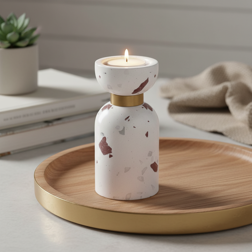 Luna Terrazzo Marmor Kerzenhalter