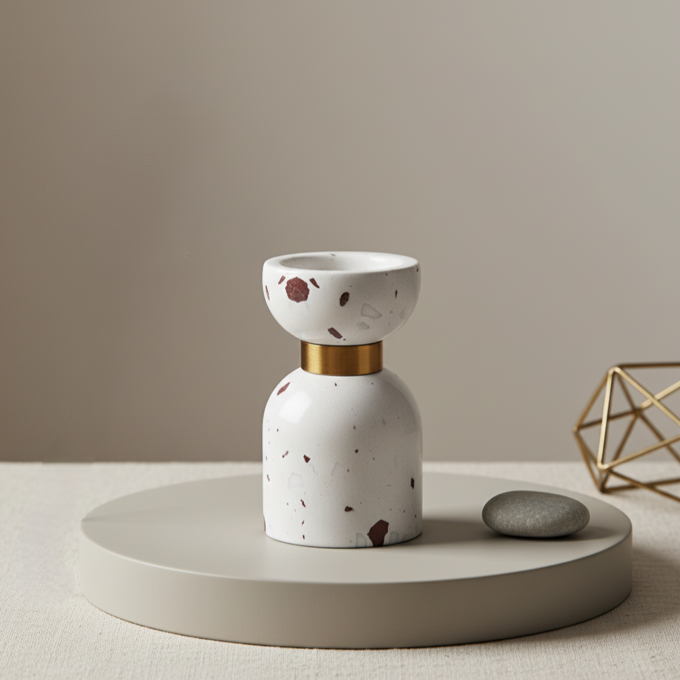 Luna Terrazzo Marmor Kerzenhalter