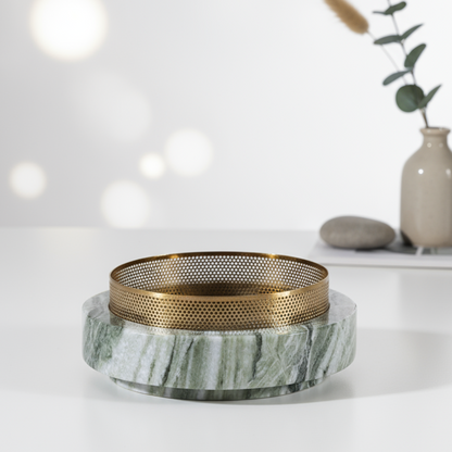 Aurore Marmorstein Pflanzer mit Metallrand – 20x7 cm