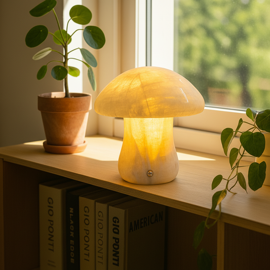 Eden Marmor Pilzlampe – Massiver Stein mit warmem Leuchten