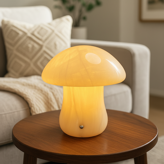 Eden Marmor Pilzlampe – Massiver Stein mit warmem Leuchten