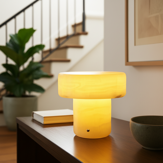 Solenne Marmor Säulenlampe
