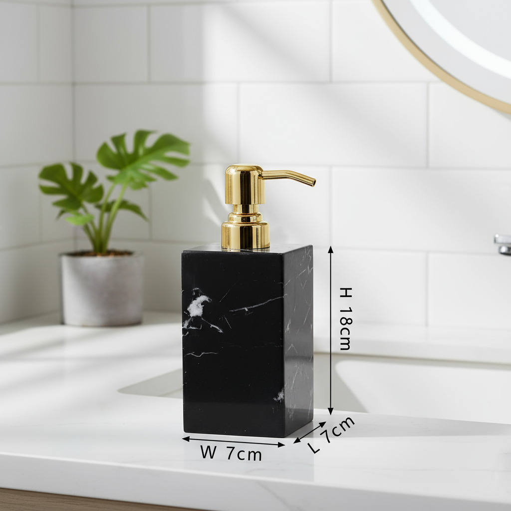 Aurora Marmor Seifenspender – Massiver Stein mit Metallpumpe